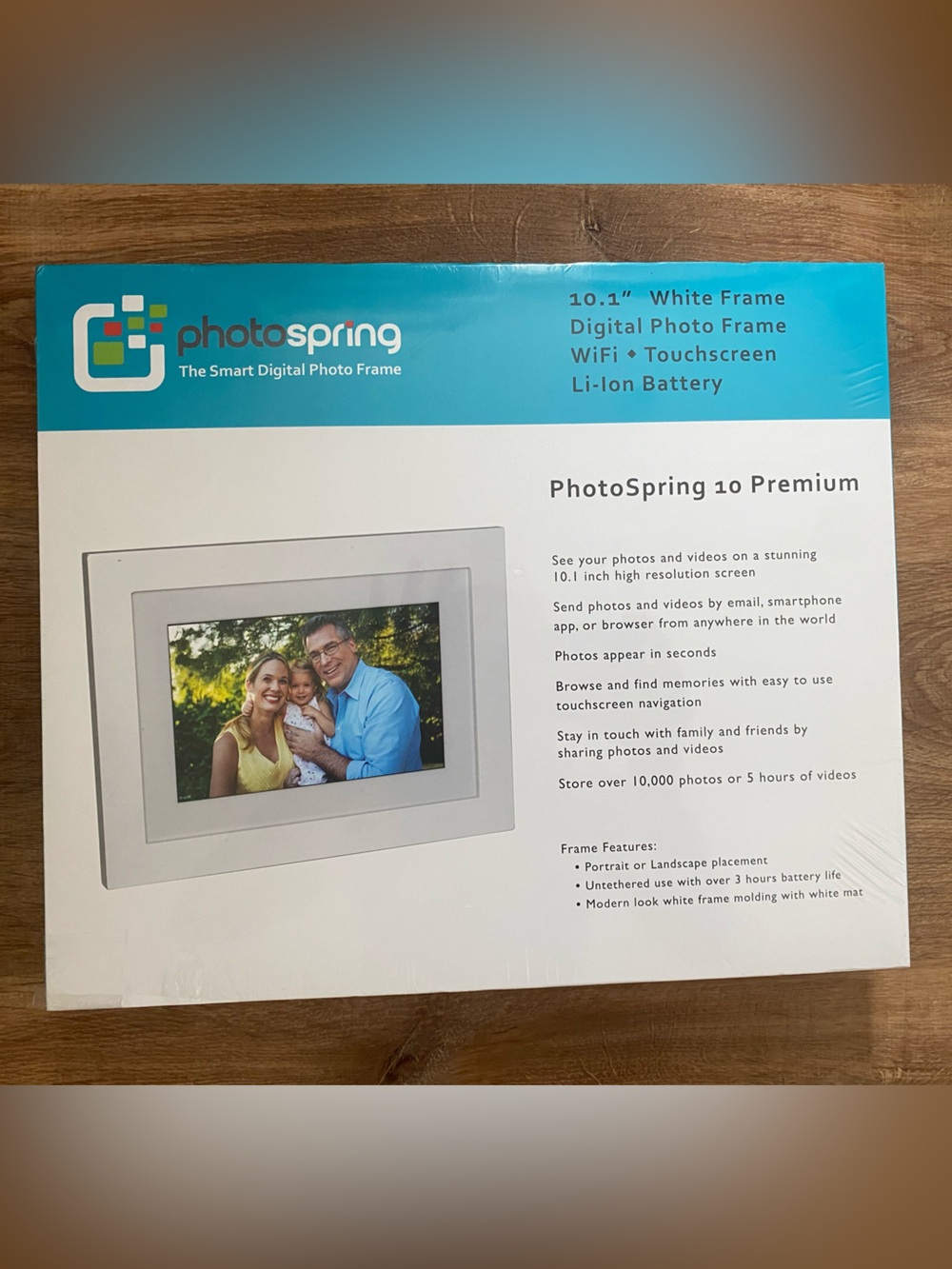 PHOTOSPRING PHOTO FRAME White PS10 IOB WiFi TOUCHSCREEN 10.1” NIB